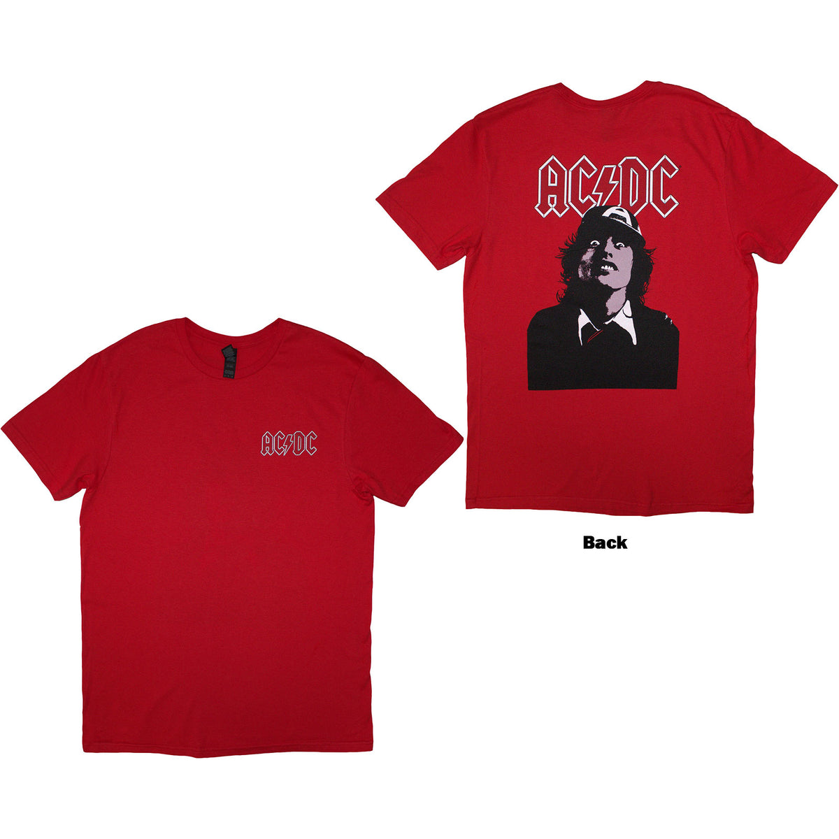 AC/DC Unisex T-Shirt: Mini Logo / Lock Up Your Daughters (Red) (Back Print)