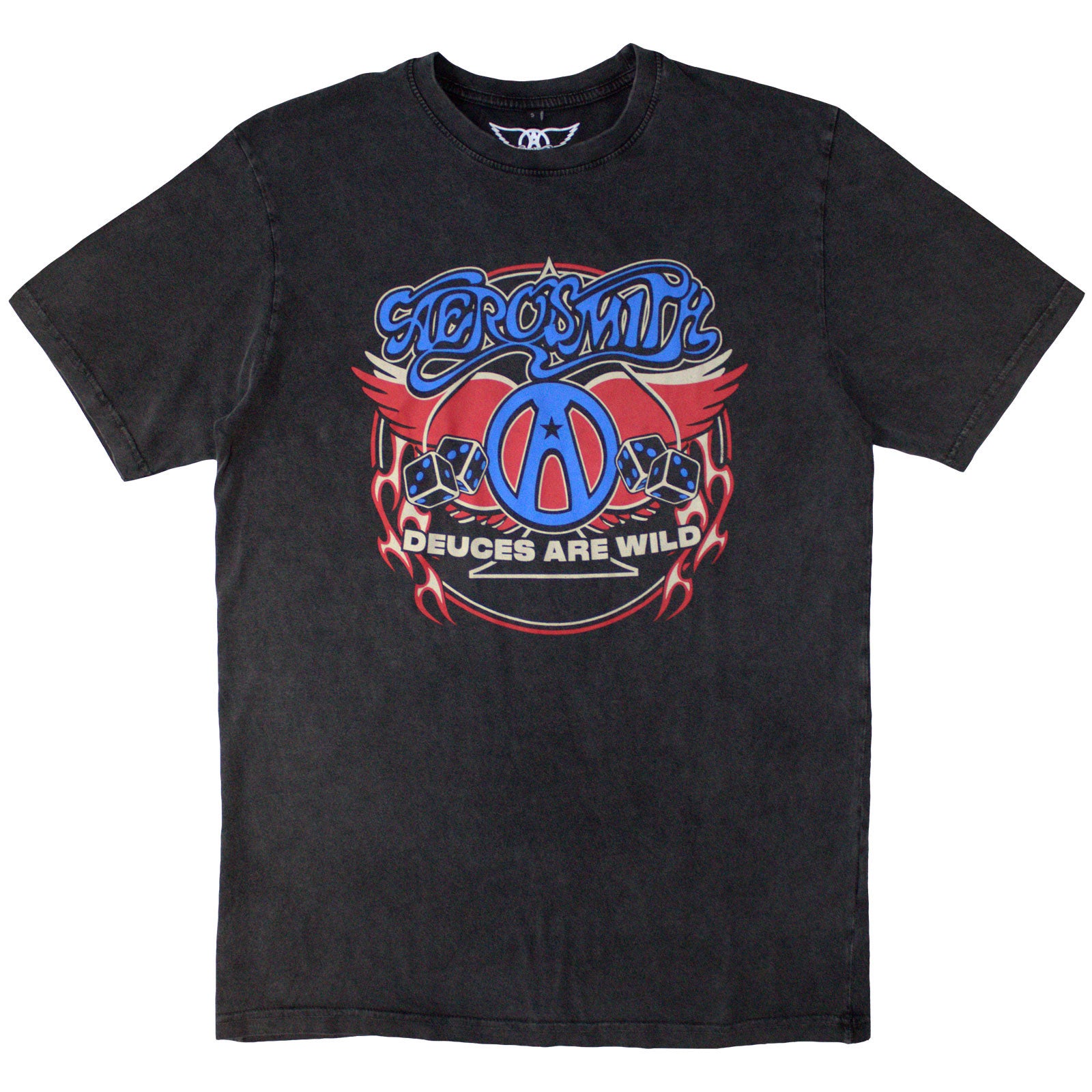 Aerosmith Unisex Stone Wash T-Shirt: Rainbow Spade (Charcoal Grey)