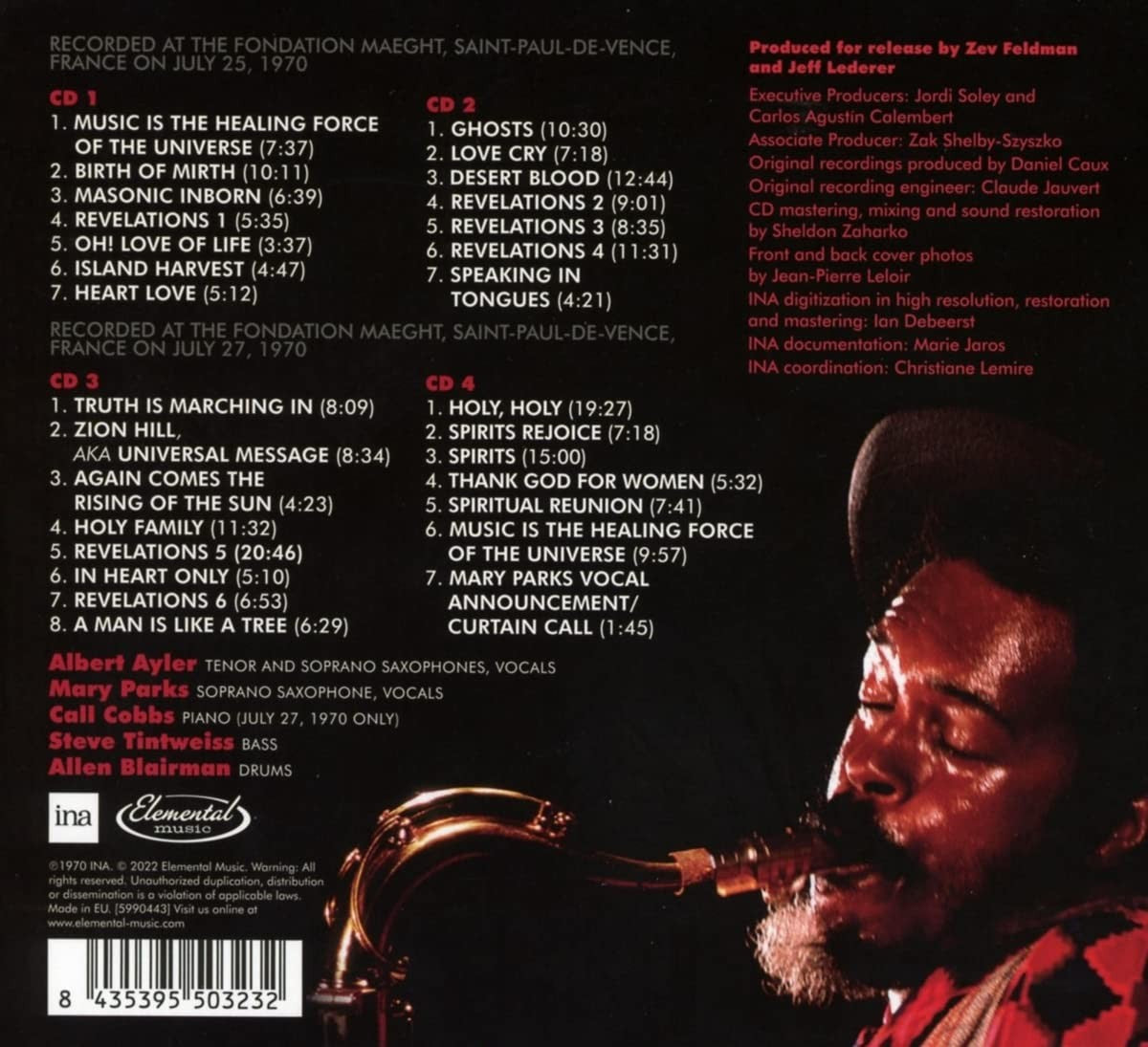 Albert Ayler – Revelations: The Complete ORTF 1970 Fondation Maeght Recordings — back cover