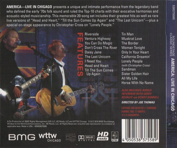 America – Live in Chicago — back cover