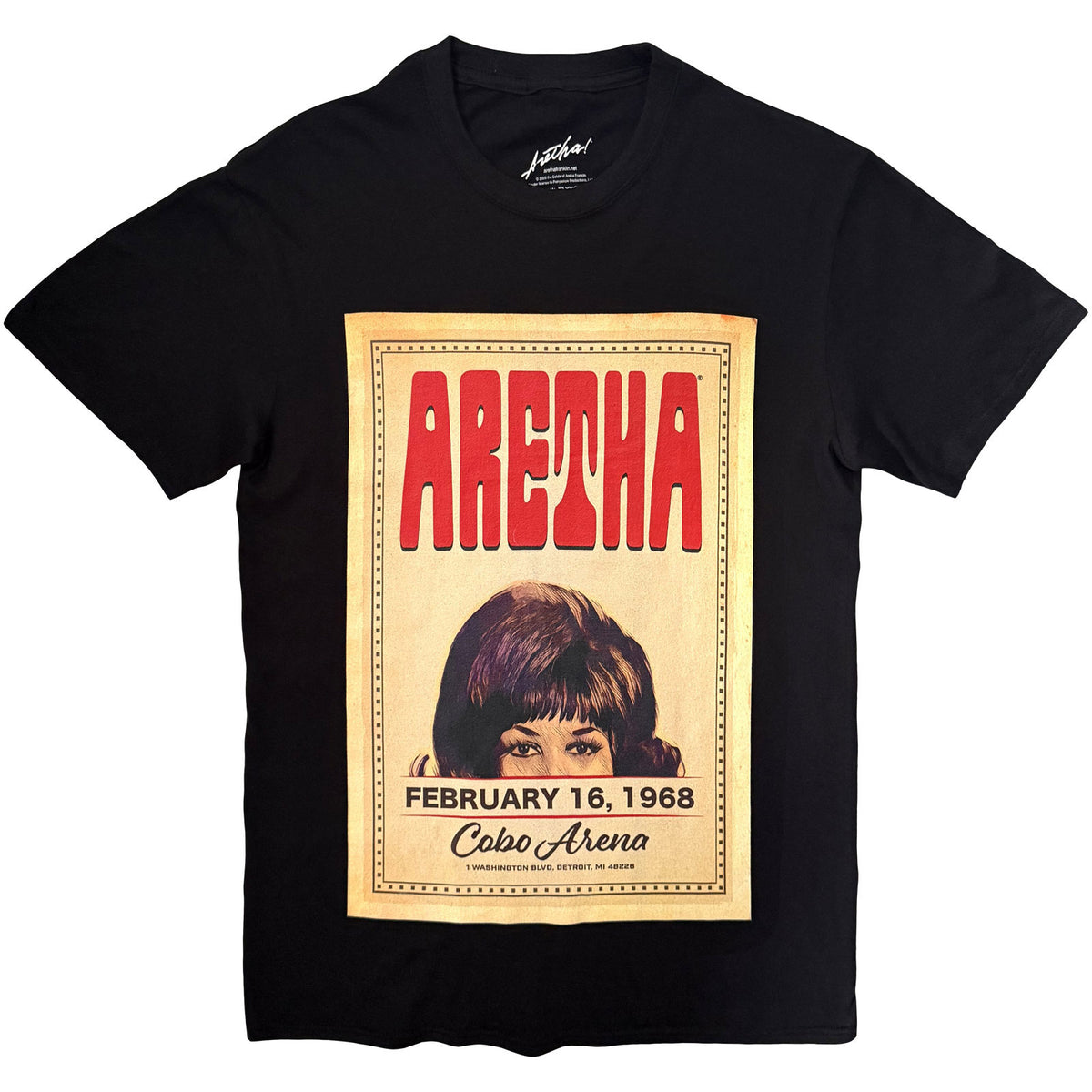 Aretha Franklin Unisex T-Shirt: Cobo Hall (Black)