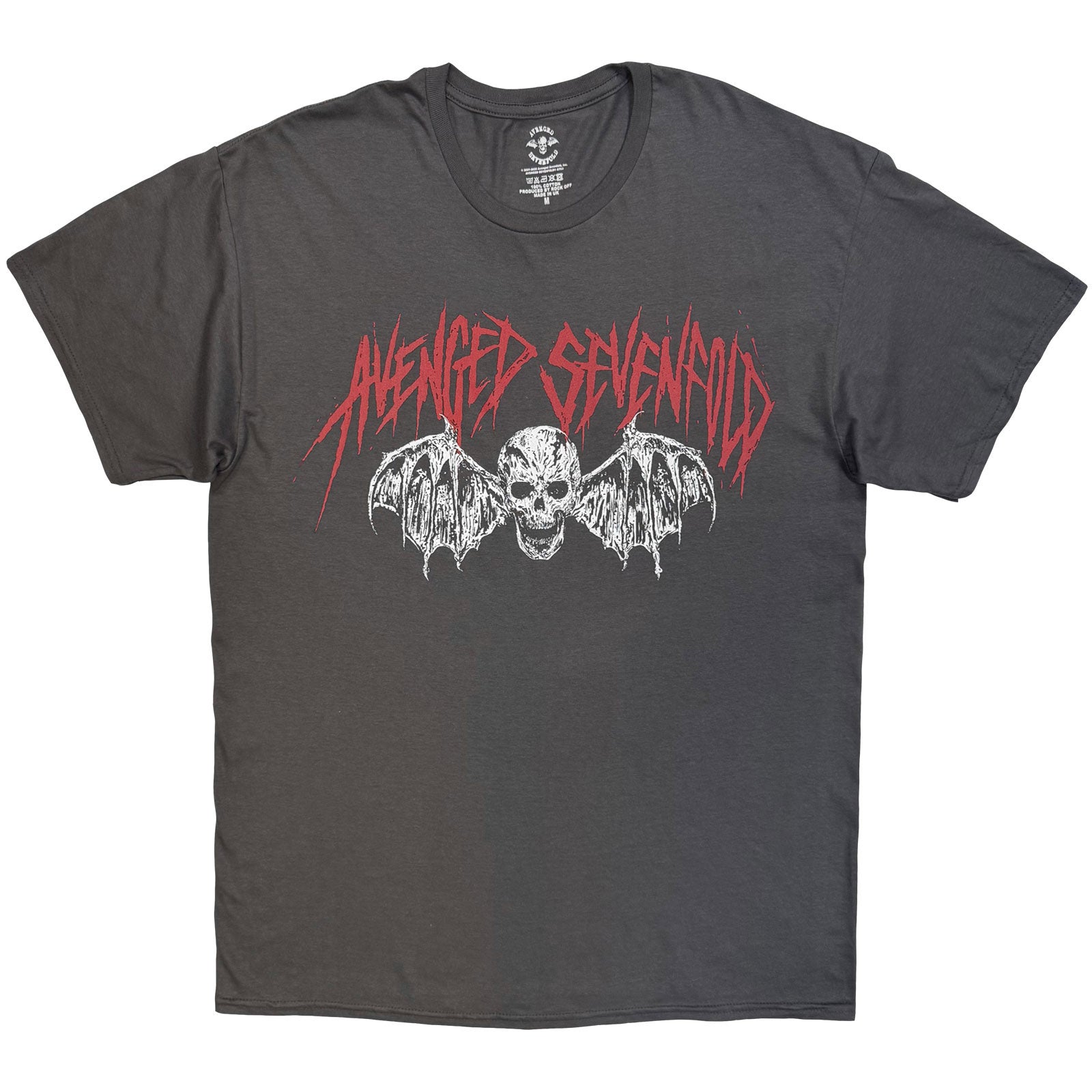 Avenged Sevenfold Unisex T-Shirt: Skull Bat (Charcoal Grey)