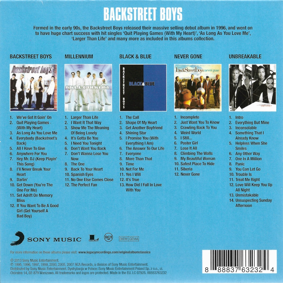 Backstreet Boys – Original Album Classics — back cover