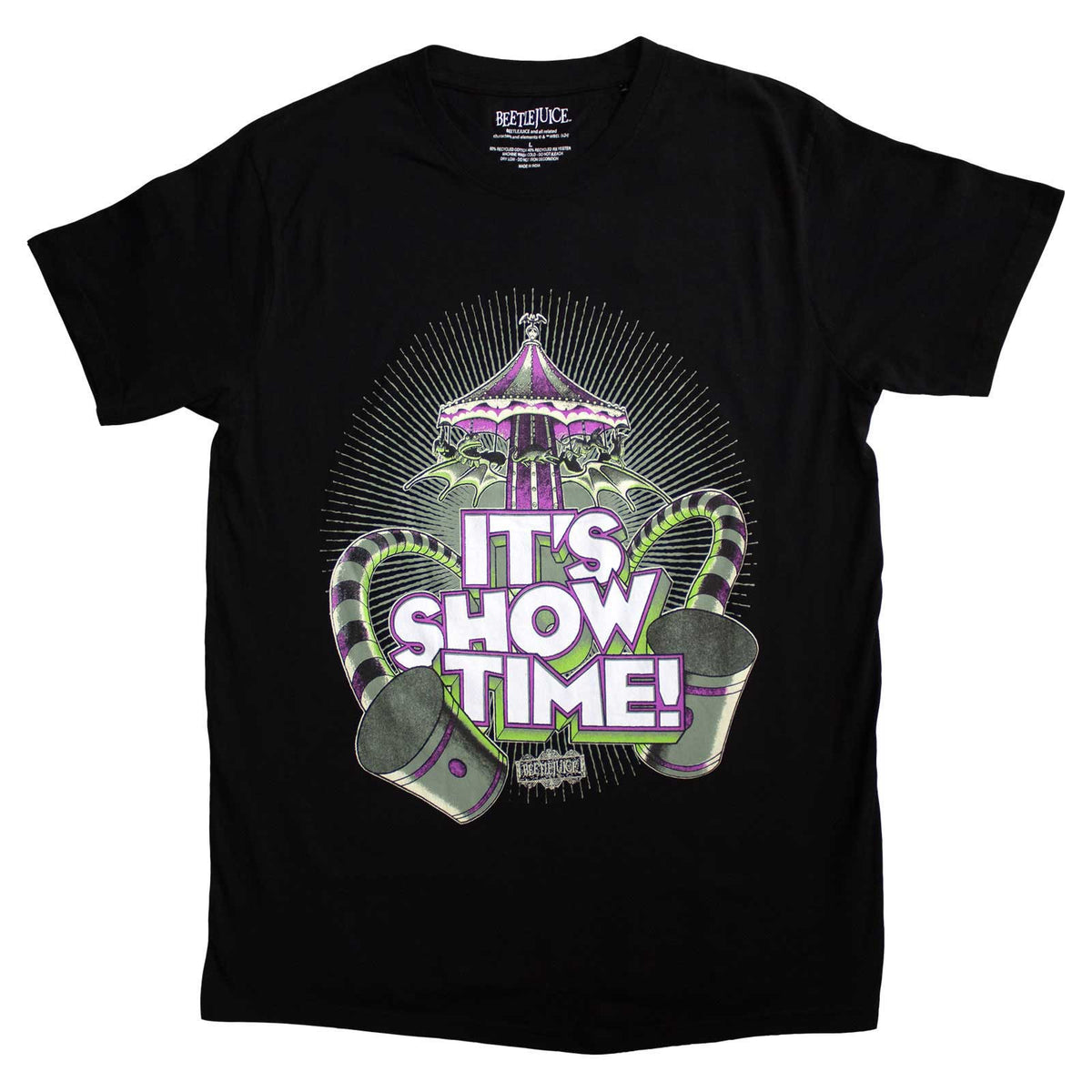 Beetlejuice Unisex T-Shirt: It's Showtime Carousel (Black)