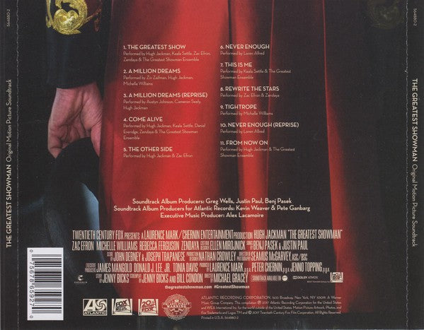 Benj Pasek – The Greatest Showman: Original Motion Picture Soundtrack — back cover