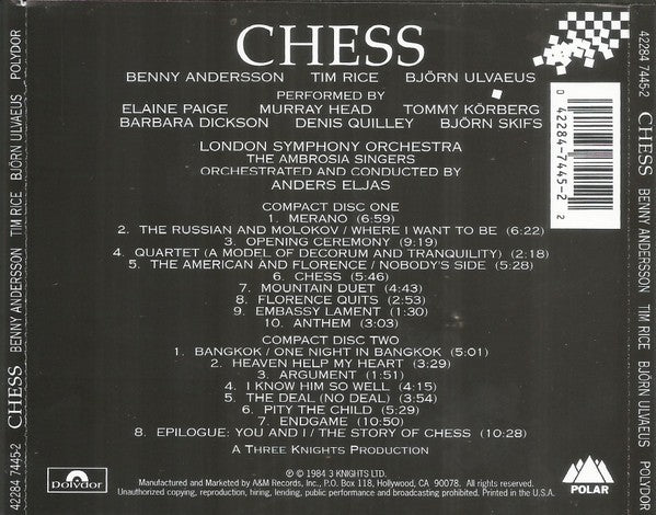 Benny Andersson – Chess — back cover