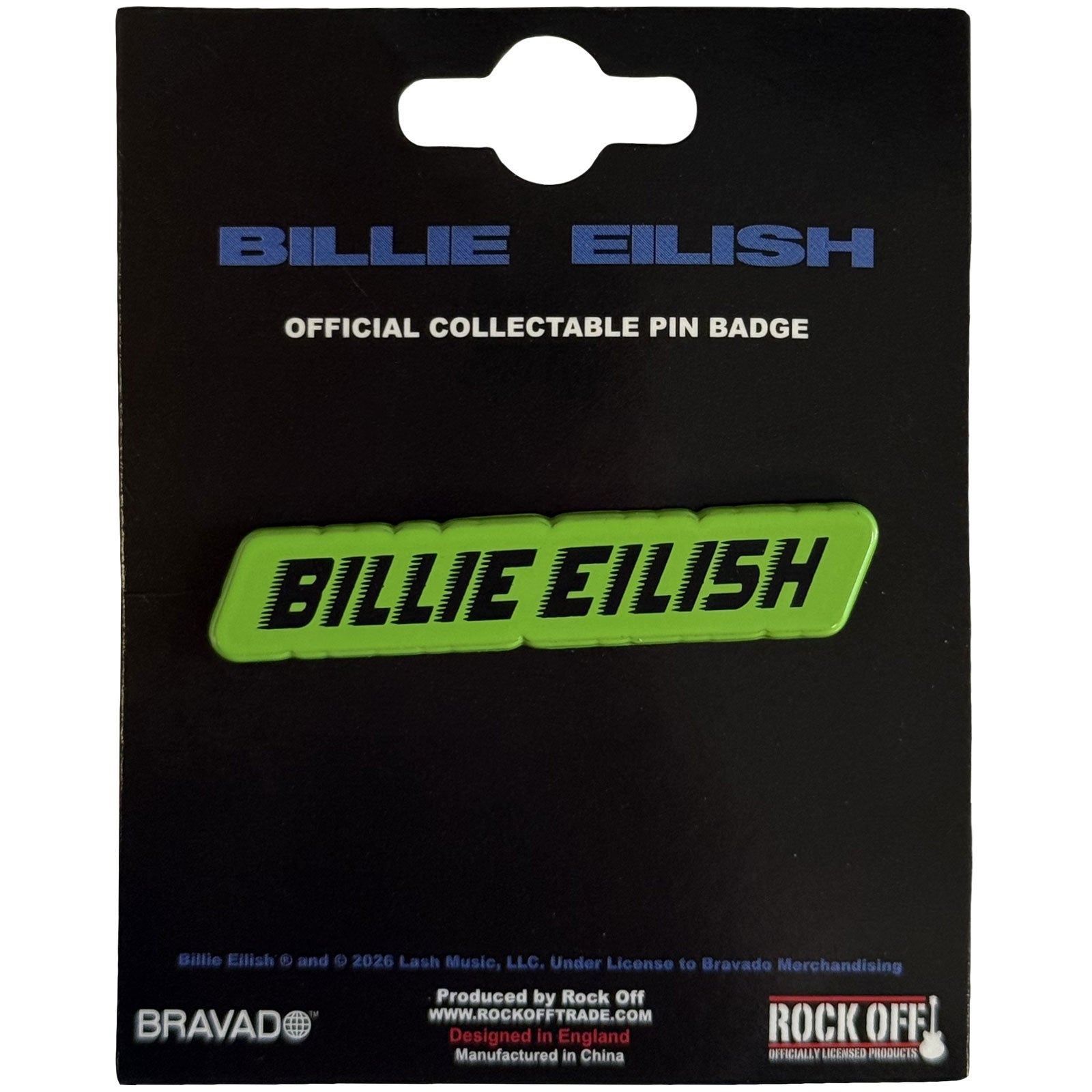 Billie Eilish Pin Badge: Racer Logo