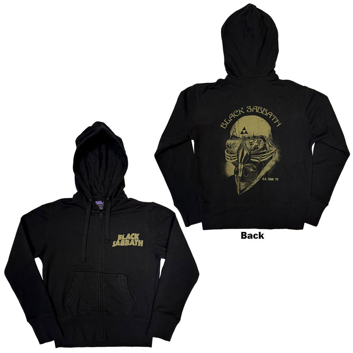 Black Sabbath Ladies Zipped Hoodie: Tour 1978 (Black) (Back Print)