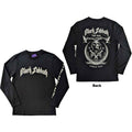 Black Sabbath Unisex Long Sleeve T-Shirt: The End Mushroom Cloud (Black) (Back & Sleeve Print)