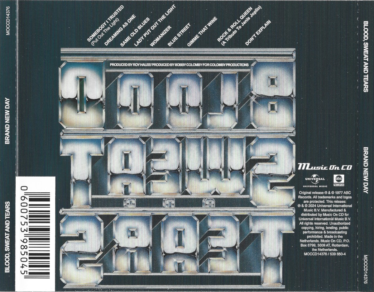 Blood, Sweat and Tears – Brand New Day — back cover