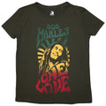 Bob Marley Unisex Stone Wash T-Shirt: One Love Gradient (Green)