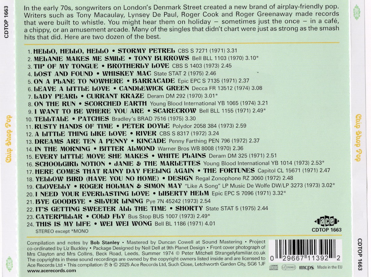 Bob Stanley – Chip Shop Pop: The Sound of Denmark Street 1970-1975 — back cover
