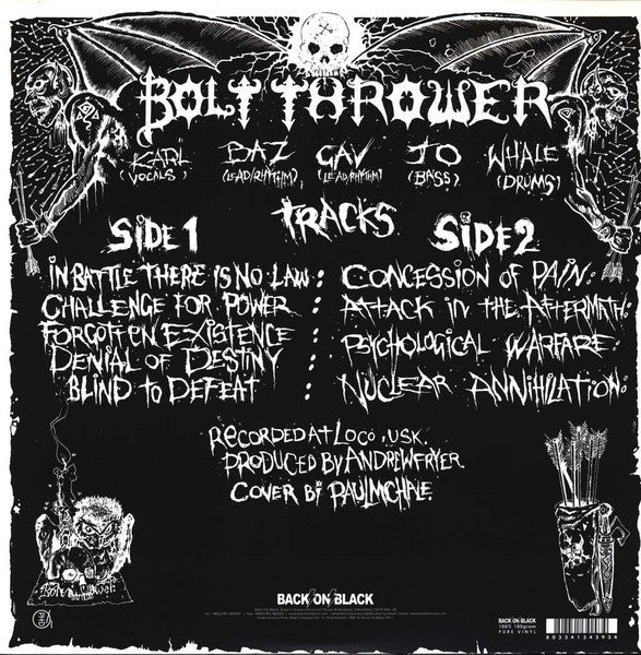 Bolt Thrower – In Battle There Is No Law! — back cover