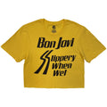 Bon Jovi Ladies Crop Top: Slippery When Wet (Yellow)
