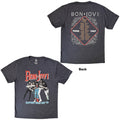 Bon Jovi Unisex T-Shirt: Slippery When Wet '87 (Denim Blue) (Back Print)