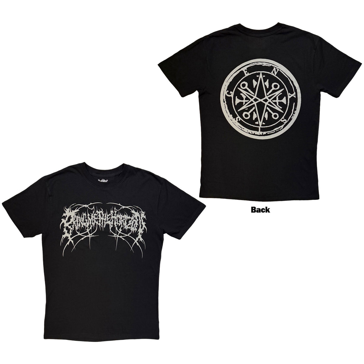 Bring Me The Horizon Unisex T-Shirt: Metal Logo Genxsis (Black) (Back Print)