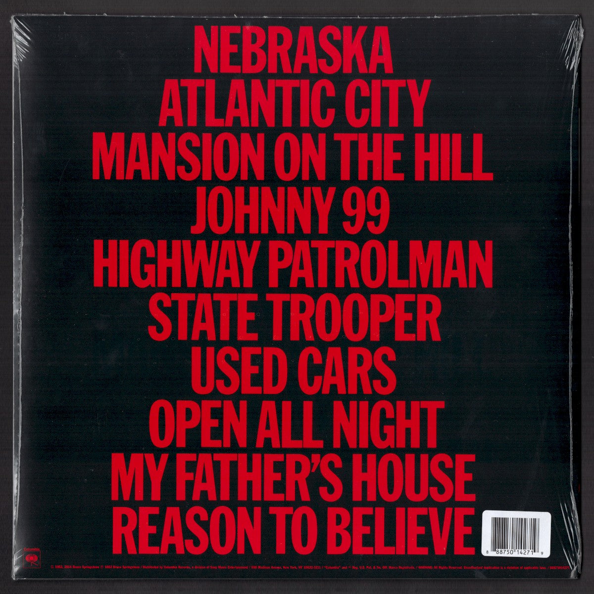 Bruce Springsteen – Nebraska — back cover