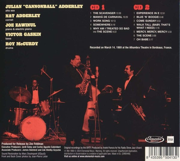 Cannonball Adderley – Burnin' in Bordeaux: Live in France 1969 — back cover