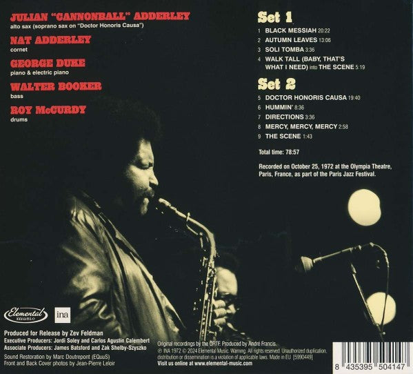 Cannonball Adderley – Poppin' in Paris: Live at L'Olympia 1972 — back cover