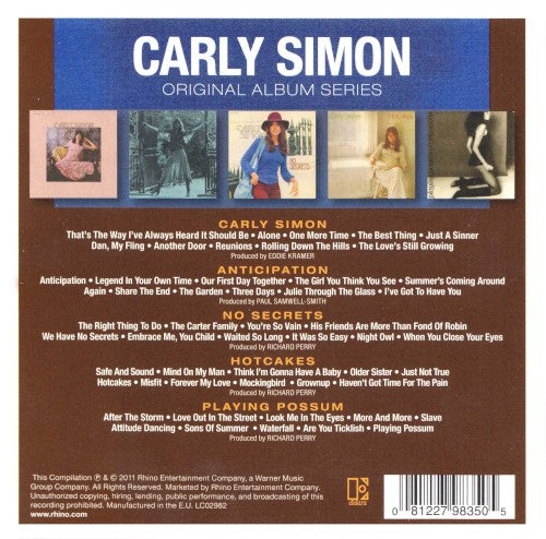Carly Simon – Original Album Series — back cover