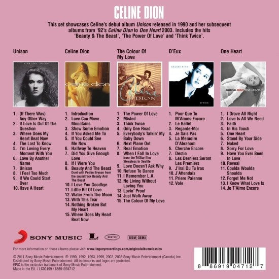 Céline Dion – Original Album Classics — back cover