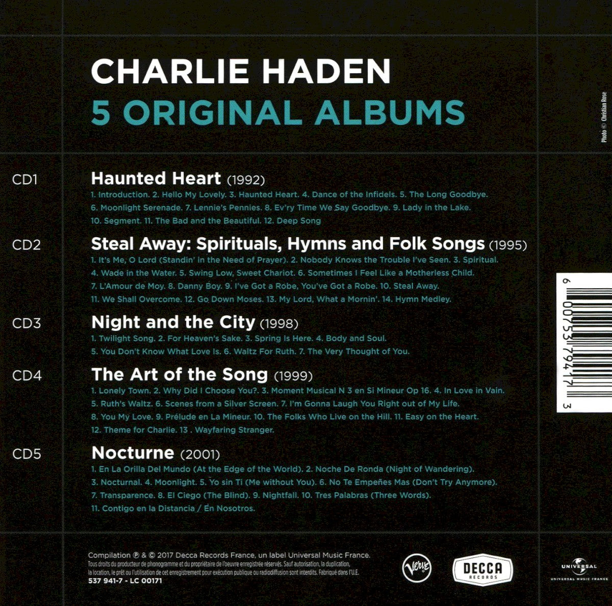 Charlie Haden – 5 Original Albums — back cover
