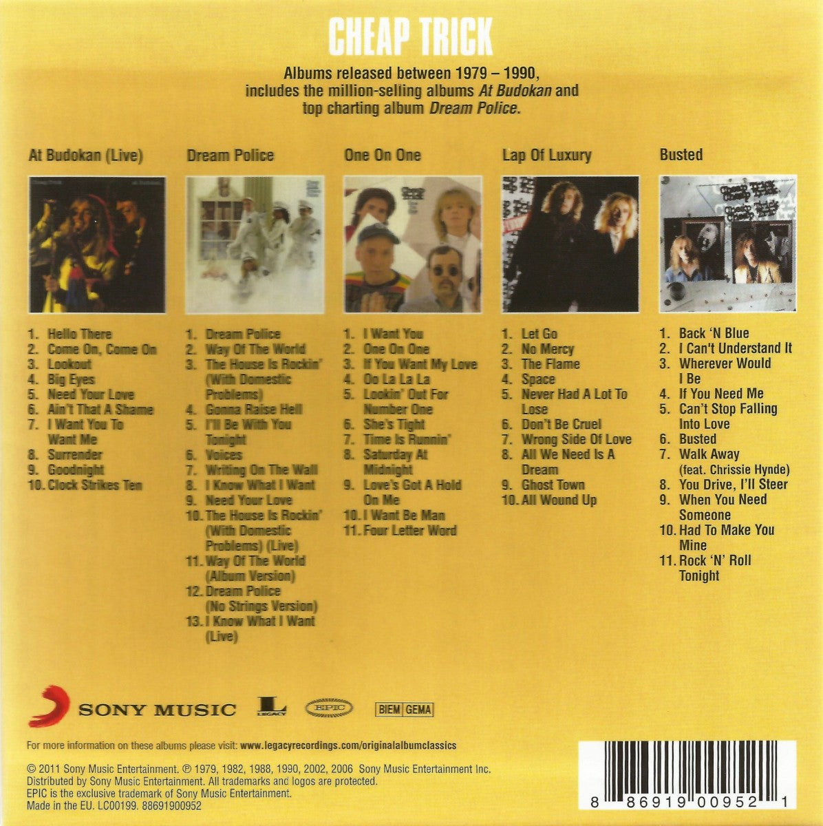 Cheap Trick – Original Album Classics — back cover