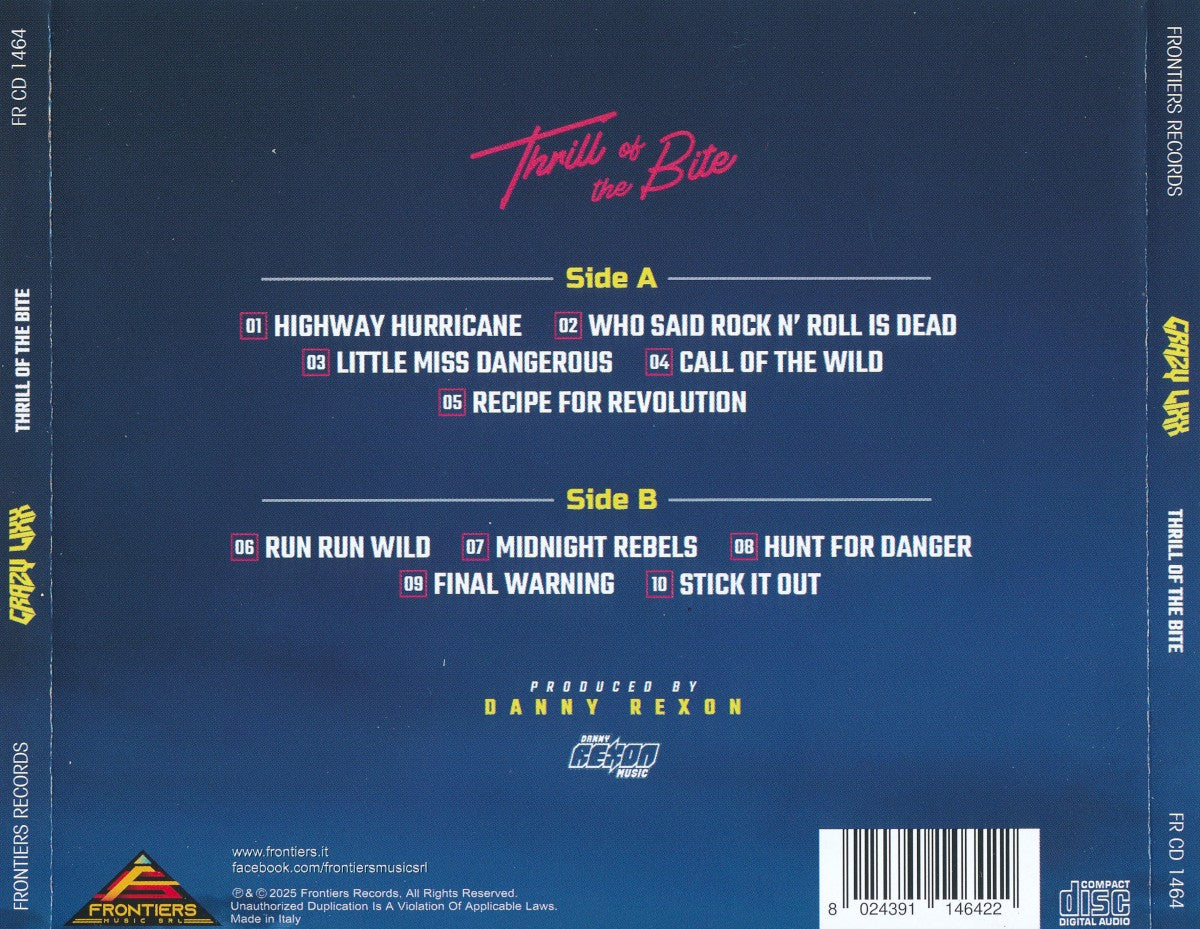 Crazy Lixx – Thrill of the Bite — back cover