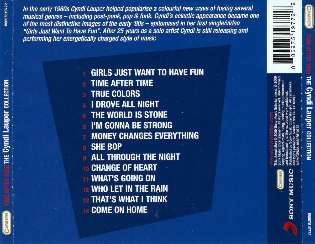 Cyndi Lauper – Time After Time: The Cyndi Lauper Collection — back cover