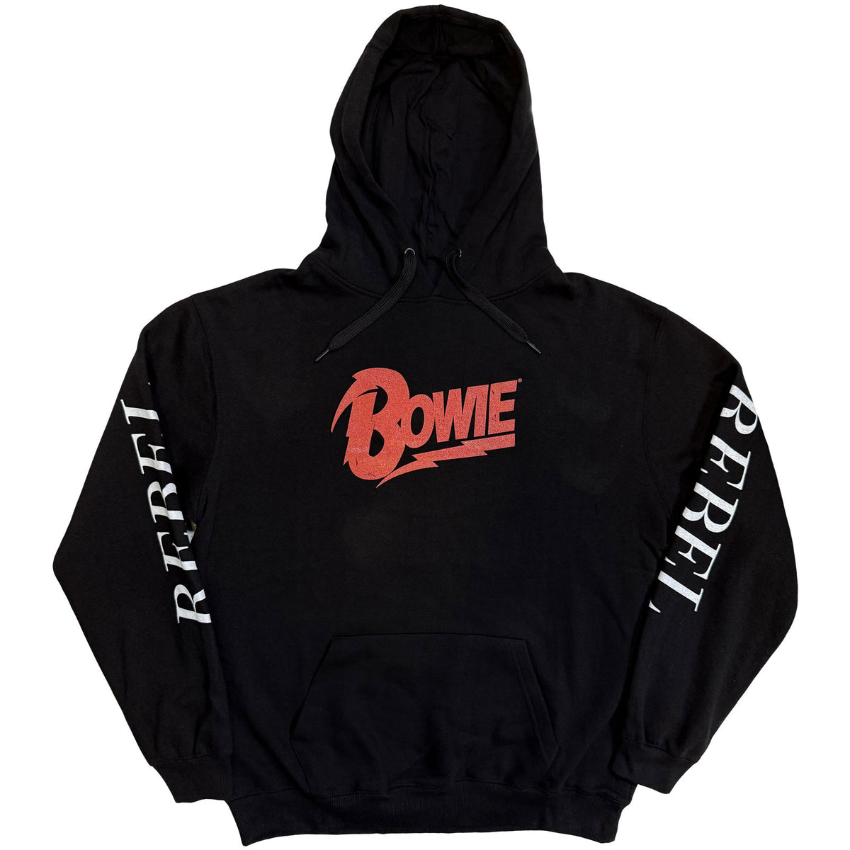 David Bowie Unisex Pullover Hoodie: Rebel Rebel (Black)(Sleeve Print)