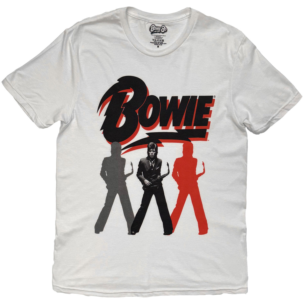 David Bowie Unisex T-Shirt: Bowie Trio (White)