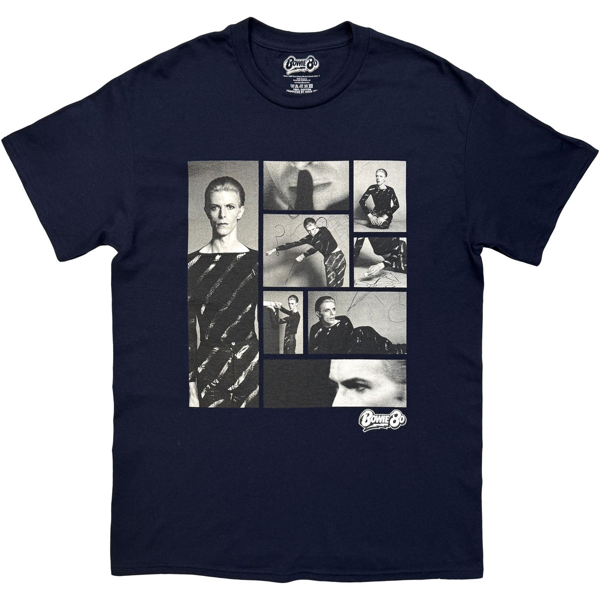 David Bowie Unisex T-Shirt: Starman Montage (Navy Blue)