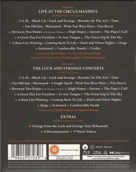David Gilmour – Live at the Circus Maximus — back cover