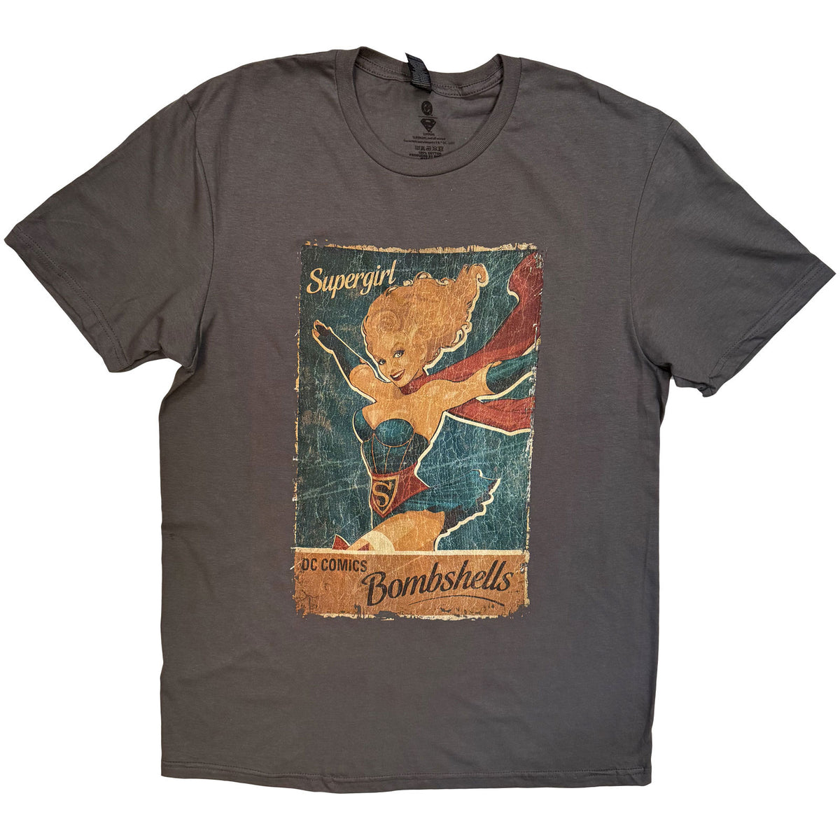 DC Comics Unisex T-Shirt: Supergirl Bombshell (Charcoal Grey)