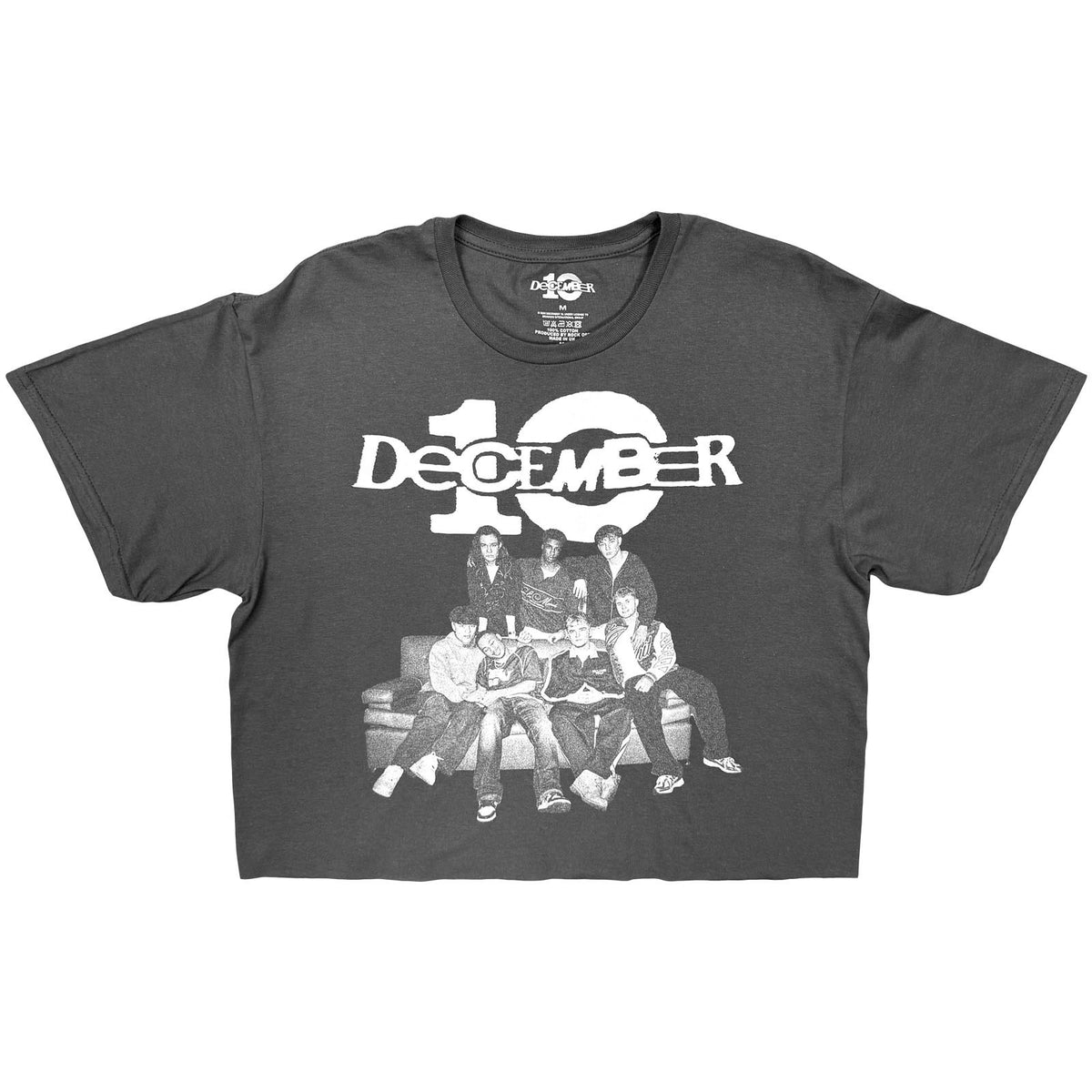 December 10. Ladies Crop Top: Group White Logo (Charcoal Grey)