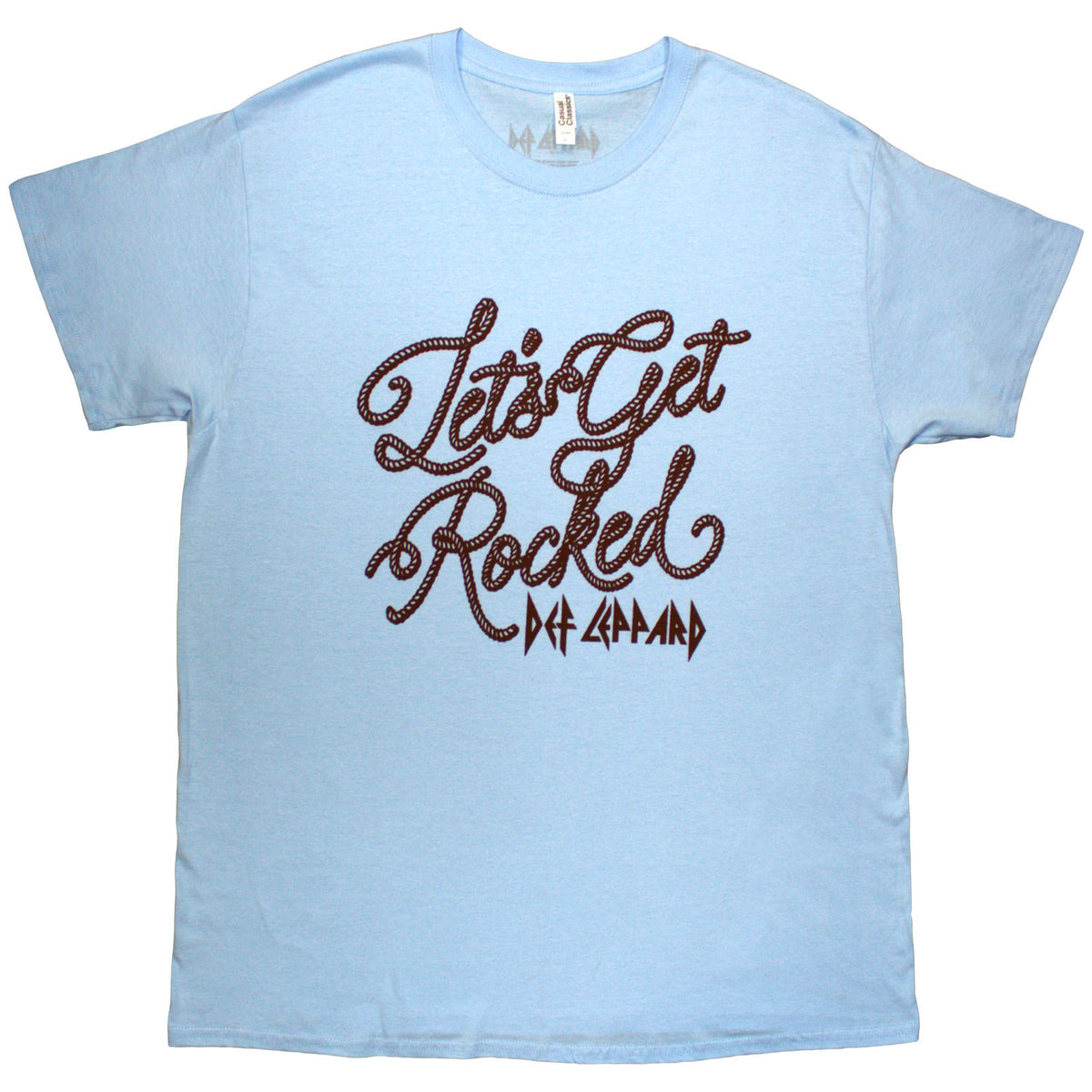 Def Leppard Unisex T-Shirt: Rocked Rope (Light Blue)