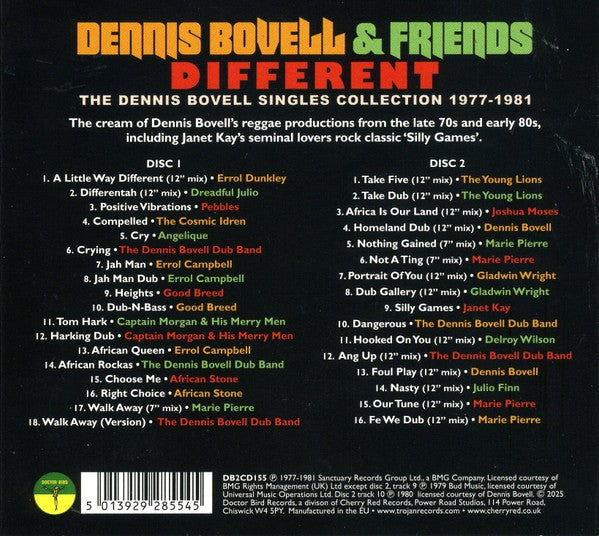Dennis Bovell – Different: The Dennis Bovell Singles Collection 1977-1981 — back cover