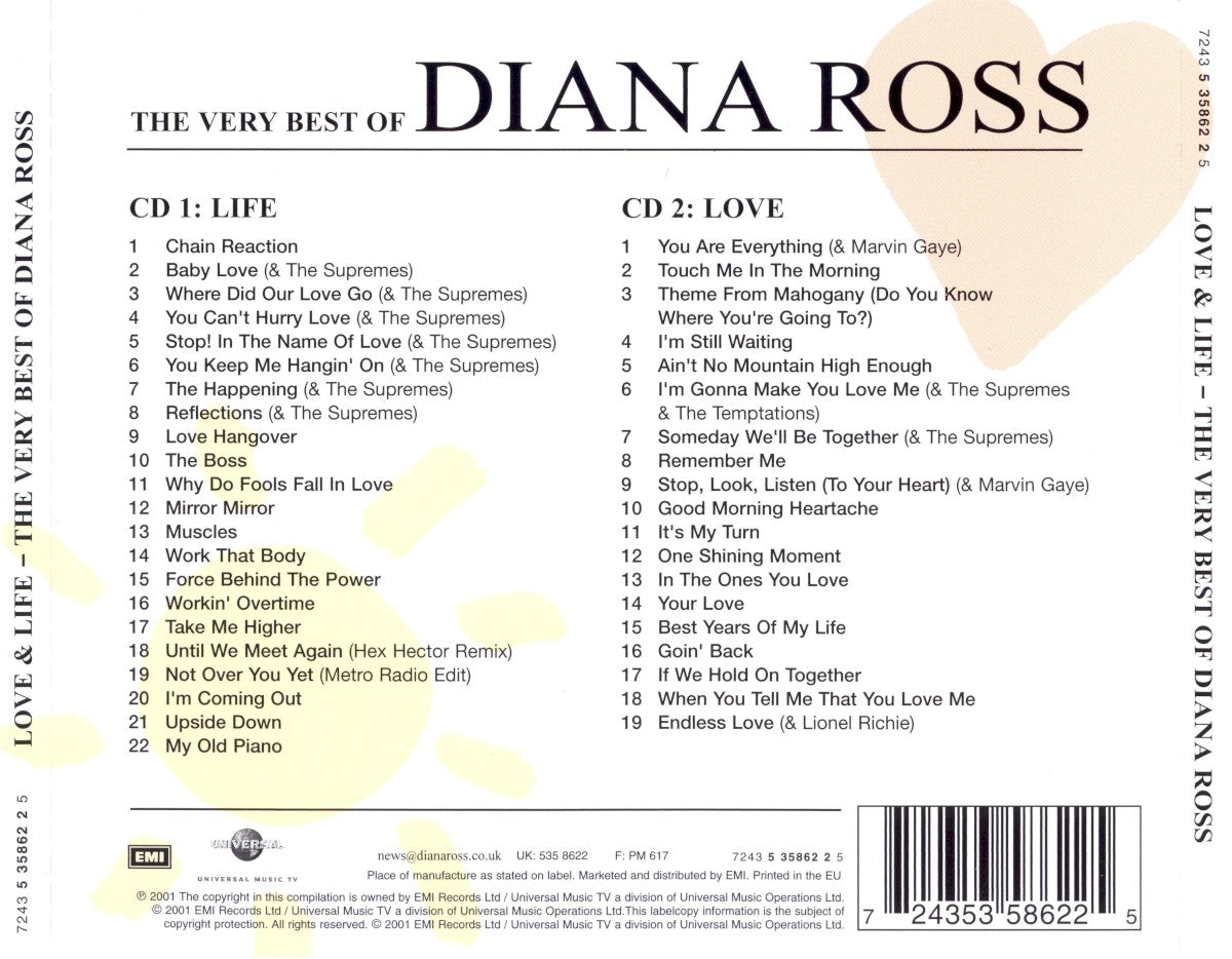 Diana Ross – Love & Life: The Very Best of Diana Ross — back cover