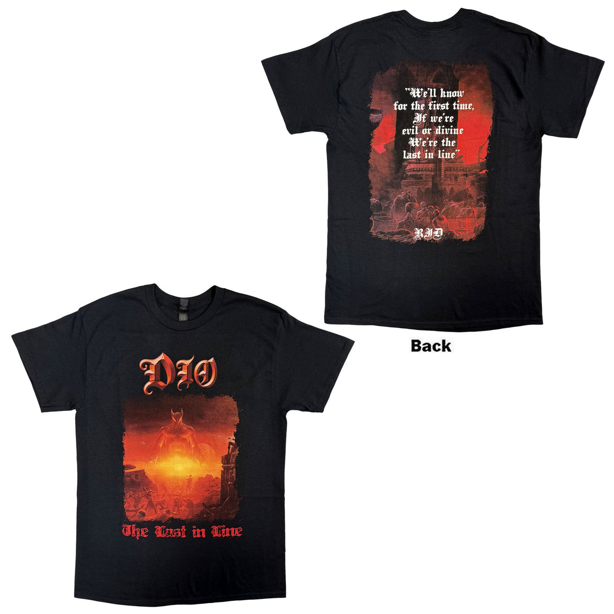 Dio Unisex T-Shirt: Last In Line (Black) (Back Print)
