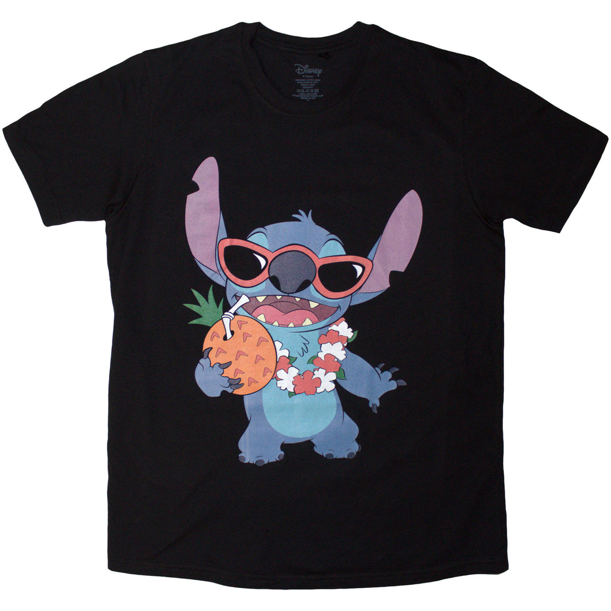 Disney Unisex T-Shirt: Lilo & Stitch Stitch Pineapple (Black)