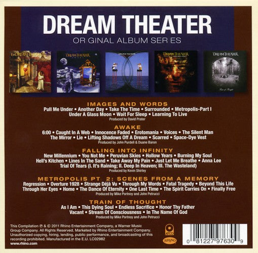 Dream Theater – Original Album Series — back cover