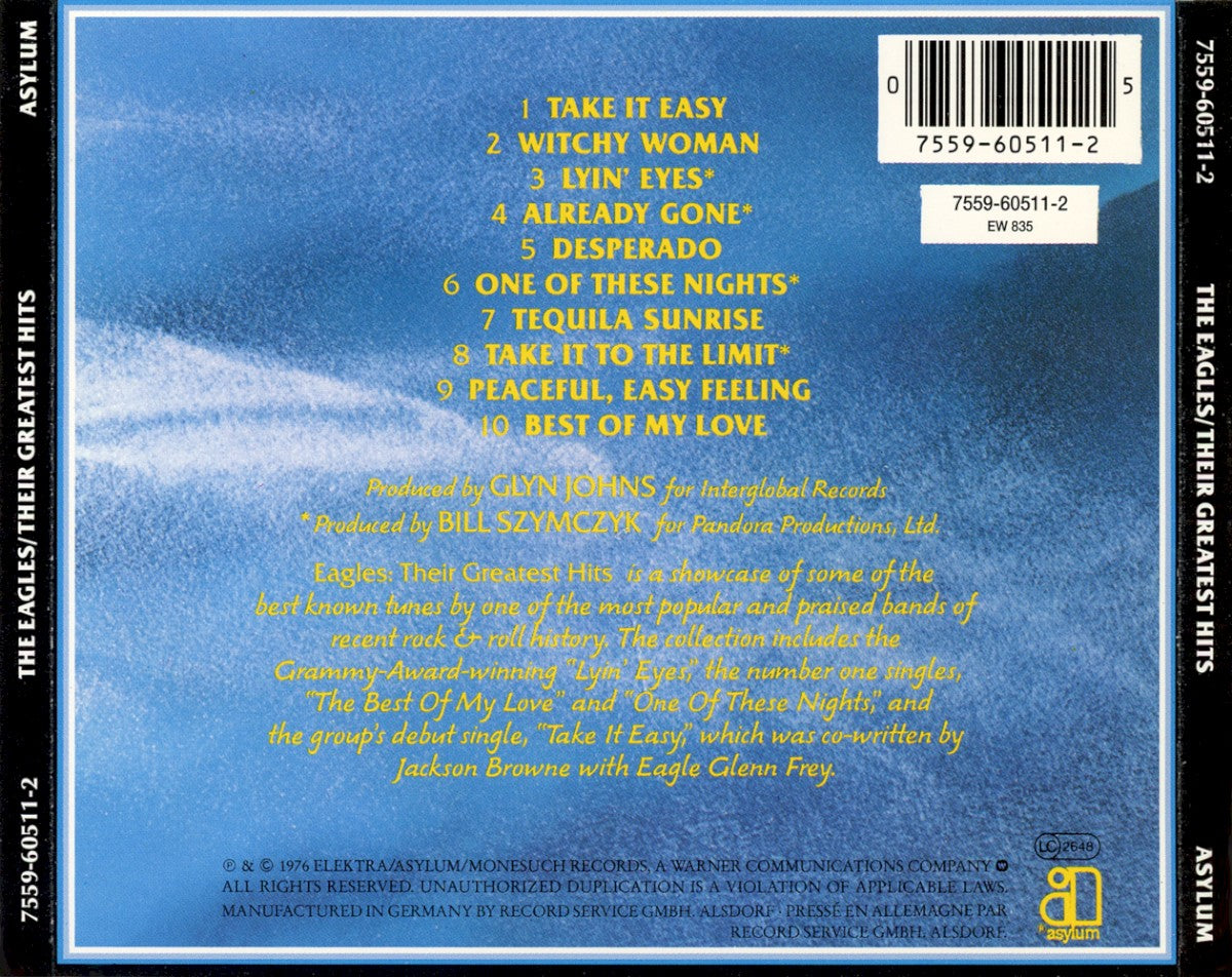 Eagles – Their Greatest Hits 1971–1975 — back cover