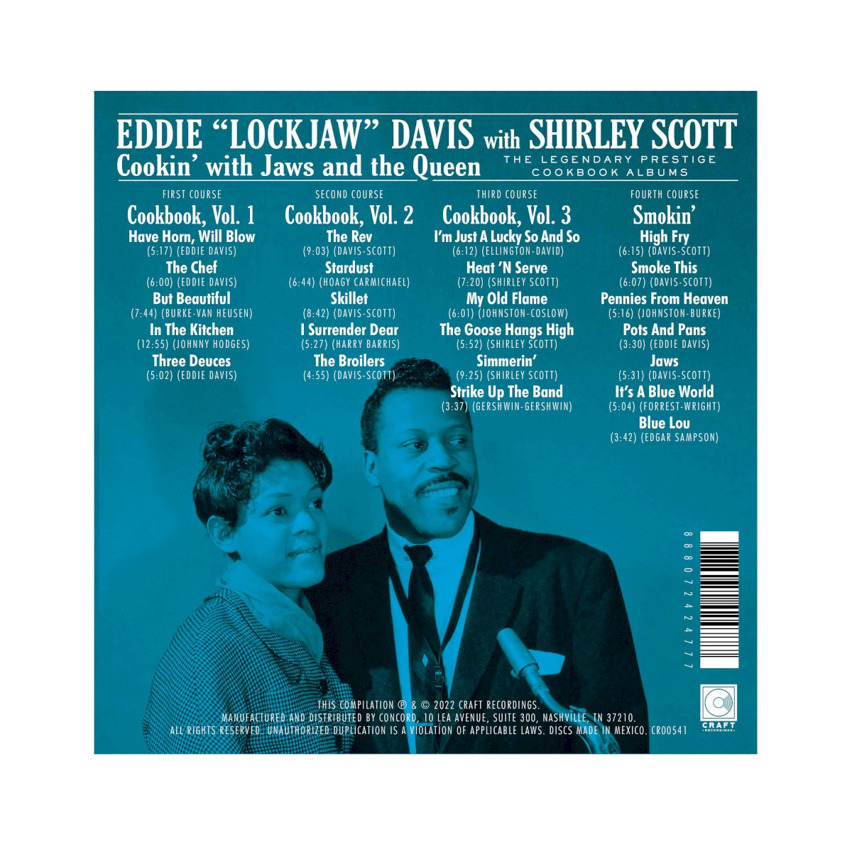 Eddie “Lockjaw” Davis – Cookin' with Jaws and the Queen: The Legendary Prestige Cookbook Albums — back cover
