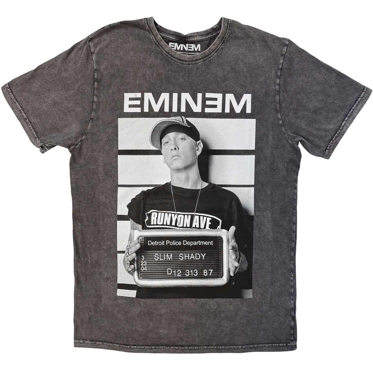 Eminem Unisex Stone Wash T-Shirt: Arrest (Charcoal Grey)