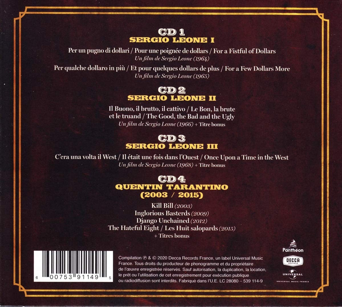 Ennio Morricone – De Sergio Leone à Quentin Tarantino — back cover