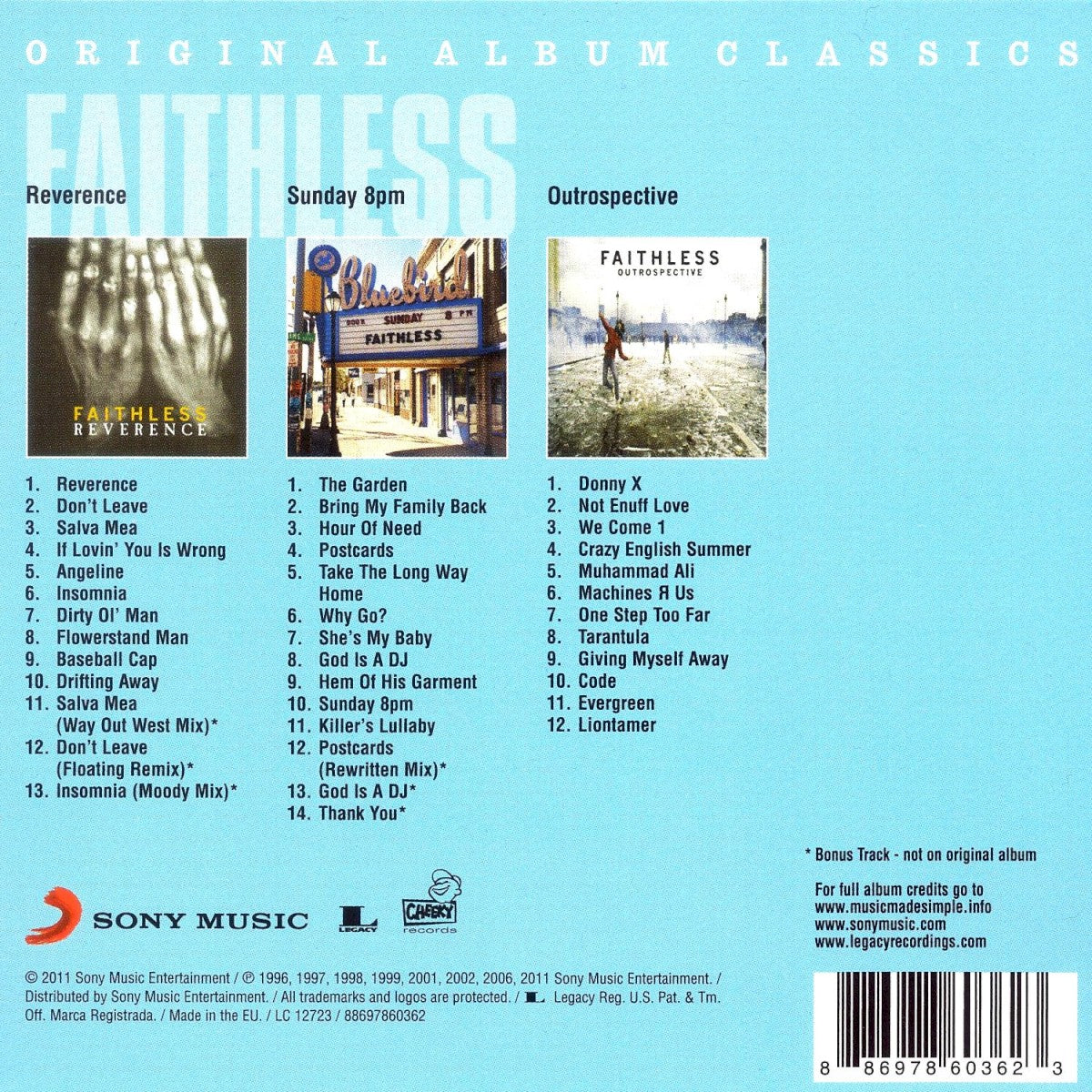 Faithless – Original Album Classics — back cover