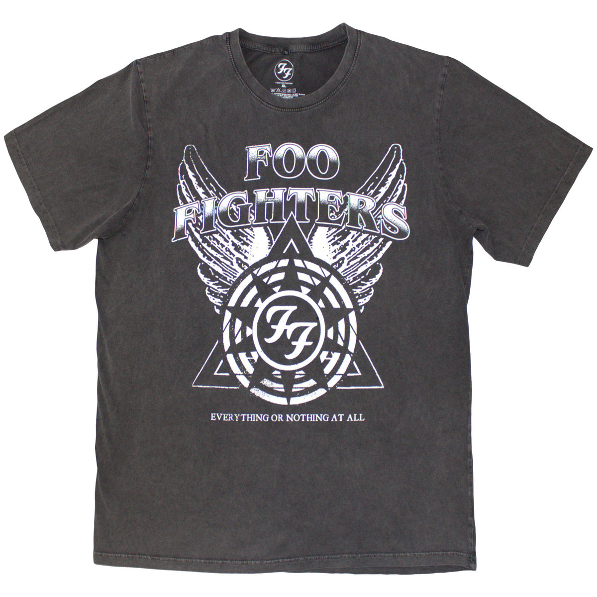 Foo Fighters Unisex Stone Wash T-Shirt: EONAA Logo (Charcoal Grey)
