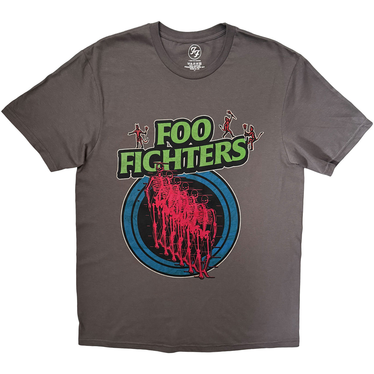 Foo Fighters Unisex T-Shirt: Skeleton Repeat (Charcoal Grey)