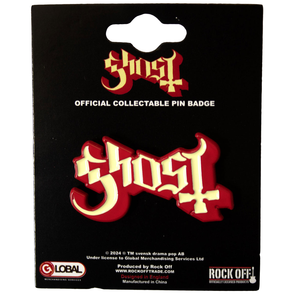 Ghost Pin Badge: Logo Red Shadow
