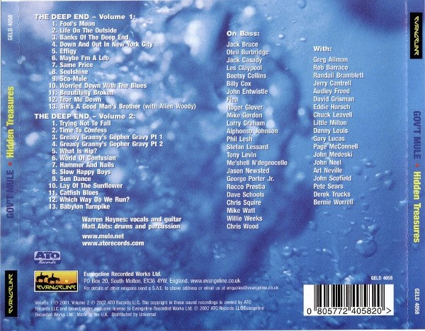 Gov’t Mule – The Deep End, Volume 1 & Volume 2 — back cover